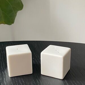White Ceramic Cube Salt and Pepper Shaker Set